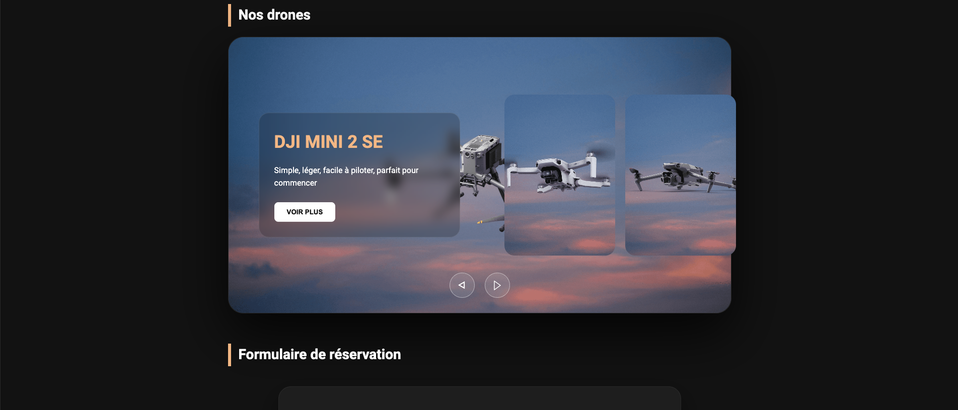 Lire la suite à propos de l’article Développement d&rsquo;un site de location de drones (HTML / CSS / JS)